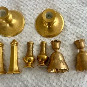 Gold Decorative Ceramic Candle Holders & Salt/Peopers